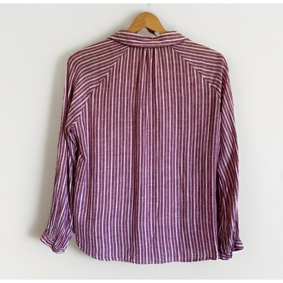 Rails Women’s Small Natalie Lucia Red Stripe Button Up Top Linen Coastal Beachy - Picture 7 of 7